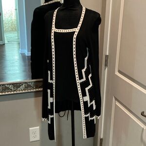 Bellini Black Tank Top with White Geometric Design